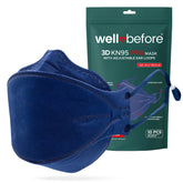 Well Before Premium 3D Pro KN95 Denim Mask with adjustable ear loops for a secure fit.