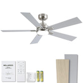 Wellspeed 52-inch brushed nickel ceiling fan with light and remote for modern living spaces.