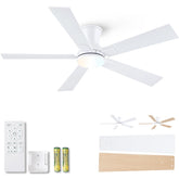 Wellspeed 52-inch flush-mount fan light in white with quiet airflow.