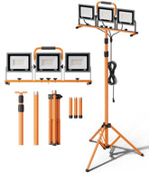 WELLUCK upgraded 21000lumen LED work light on stand delivers powerful job-site illumination