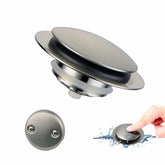 WELSAN brushed-nickel tub drain stopper for smooth water control.