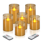 wemarry amber 4-inch flameless pillar candle adds warm ambience to your living space