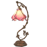 WERFACTORY Tiffany lamp pink stained glass shade enhances cozy reading in bedrooms.
