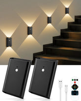 WERFOP rechargeable motion sensor wall sconce set 2, front view with motion-activated lighting.
