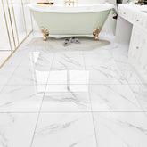 WESTICK white marble tile 12x12 inch with easy peel-and-stick installation