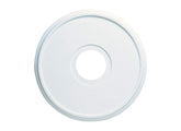 Westinghouse 77035 molded plastic ceiling medallion in white finish enhances fixture visibility.