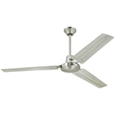 Westinghouse 7861400 industrial 56-inch fan in brushed nickel with steel blades for large rooms.