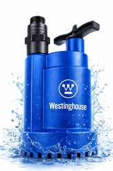 Westinghouse submersible sump pump front view for basement water removal.