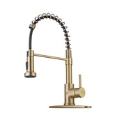WEWE brushed gold kitchen faucet with pull-down sprayer for flexible daily cleaning.