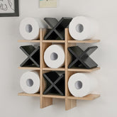 Weysat Tic Tac Toe wall stand shows rustic wood texture and practical storage