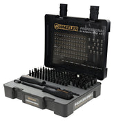 Wheeler 100-piece gunsmithing screwdriver set shown with case and organized bits
