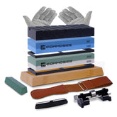 Whetstone Sharpening Stone Set with bamboo base for stable sharpening