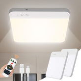 WhitePoplar rechargeable motion sensor light with remote for effortless ceiling mounting.