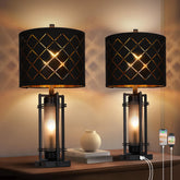 WIHTU modern table lamp set with square base for contemporary living spaces