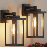 WIHTU outdoor wall light with dusk-to-dawn sensor for porch lighting