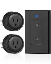 WILAWELS black remote control outlet with two outlets for convenient wireless lighting control.