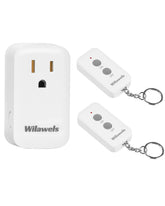 WILAWELS remote control outlet front view shows dual sockets for easy light control.