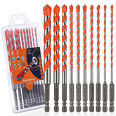 WildBossy concrete carbide drill bit set closeup showing durable NF10X tip for tough materials
