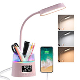 WILIT LED desk lamp with pen holder keeps dorm study space organized.