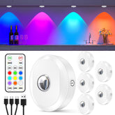 WILLED RGB rechargeable puck lights with remote for effortless lighting control