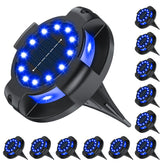 WILUX solar pathway light with blue LED on stake for safe nighttime guidance