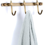WINCASE antique brass towel hook rack with three hooks for towels