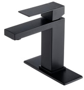 WINKEAR black bathroom faucet close-up finish highlights durable stainless steel
