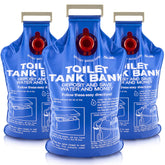 W WINTHORPE Toilet Tank Bank Insert three-pack demonstrates a simple water-saving solution for older toilets.