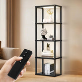 Wio-Mio tall display shelf lamp with cabinet highlights collectibles with even illumination