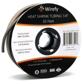 Wirefy heat shrink tubing 1/4 inch roll with adhesive-lined insulation.