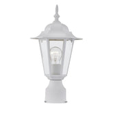WISBEAM white outdoor post light front view for walkway illumination.