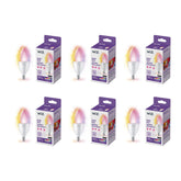 WiZ 40W candle bulb 6-pack in decorative fixture for convenient smart lighting.