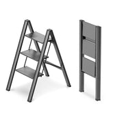 WOA WOA 3 Step Ladder open size enables safe top-shelf access.