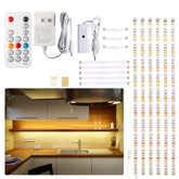 WOBANE under-cabinet LED kit showing evenly distributed strips for cabinets