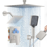 Woindo 12in top head delivers immersive rain-like spray for full-body relaxation.