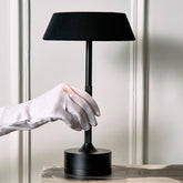 WONDER FAMILY gold cordless table lamp front view with warm glow
