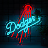 WonderfulLife Dodger neon sign wall mount adds vibrant blue glow to any home space for accent lighting.