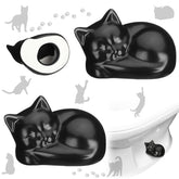 Wonderjune ceramic cat toilet bolt cap in black hides bolts with playful cat design.