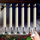Wondise flameless ivory window candle with silver holder for safe holiday lighting