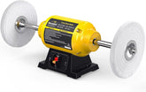 Woodskil 3-4HP bench buffer polisher operating at 3600 RPM for smooth polishing