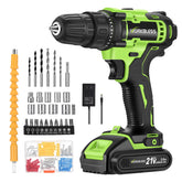 WorkBless 21V cordless drill with ergonomic grip for comfortable use