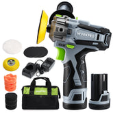 WORKPRO 12V cordless polisher ready for portable auto detailing.