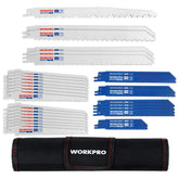 WORKPRO 32-piece blade set organized in pouch for easy transport