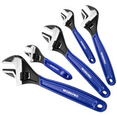 WORKPRO 4-inch adjustable wrench with smooth jaw for precise fitting in tight spaces.