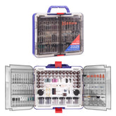 WORKPRO 530-piece rotary tool kit box keeps all accessories organized for quick setup.