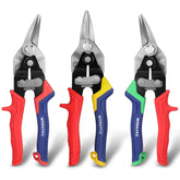 WORKPRO aviation snips left cut: precise curves on metal sheets.