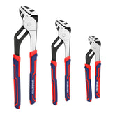 WORKPRO 8-inch groove joint plier grips pipes securely for plumbing tasks.