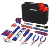 WORKPRO Home Tool Kit bag shows open mouth for quick tool access