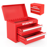 WORKPRO mini tool box with two drawers and top storage for easy access