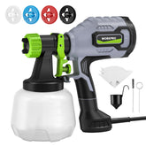 WorkPro paint sprayer front view emphasizes compact HVLP design for easy handling.